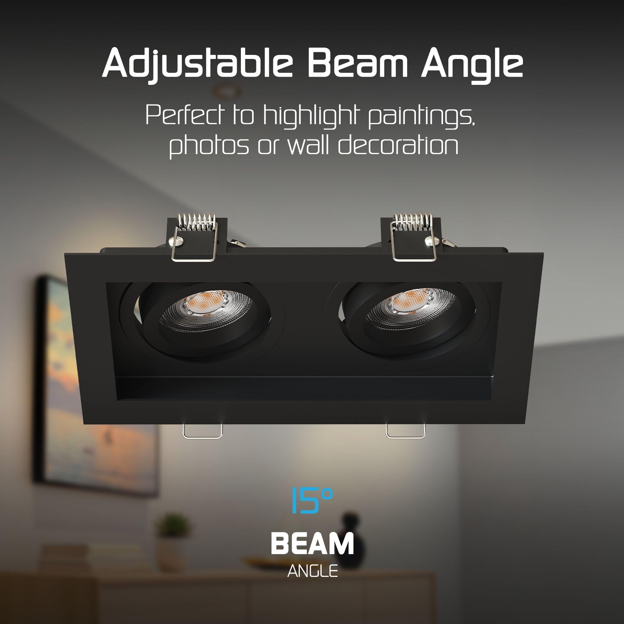 Ledvion 6er Set LED Einbaustrahler Schwarz 4.9W RGB CCT dimmbar | Einbaumass 185x100mm; Fuer trockene Innenraeume wie Wohnzimmer Kueche und Flur