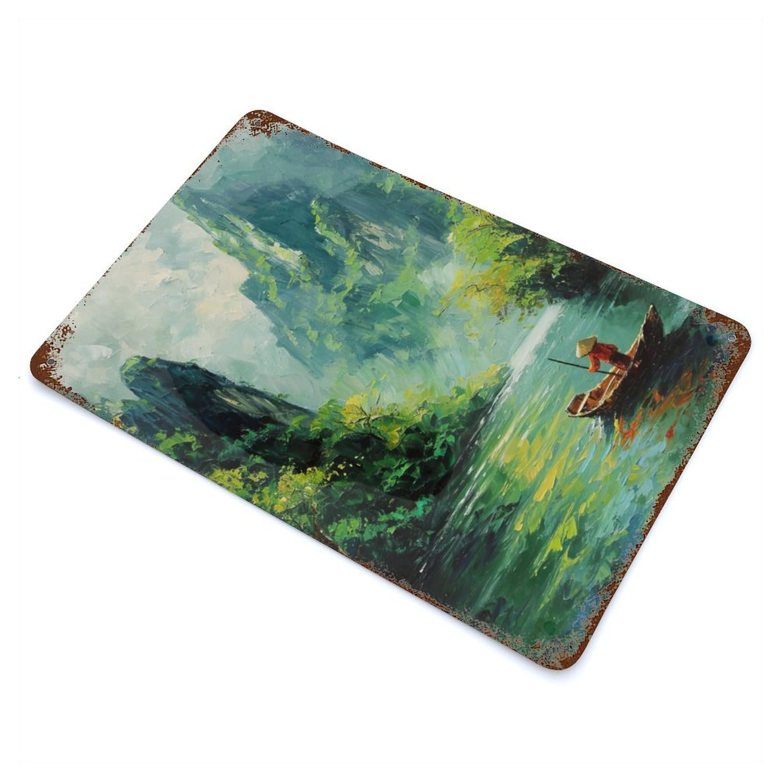 Vietnam River Journey Aged Metal Wall Plaque 11.8"x7.9", Industrial Home Decor for Pub, Kitchen And Man Cave Decor