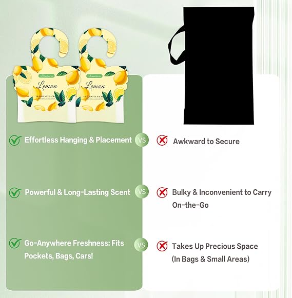 15 Packs Lemon Scented Sachets Bag for Drawers and Closets | Home Fragrance Sachet, Long-Lasting Hanging Closet Deodorizer Smell Goods for House