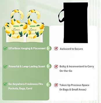 15 Packs Lemon Scented Sachets Bag for Drawers and Closets | Home Fragrance Sachet, Long-Lasting Hanging Closet Deodorizer Smell Goods for House