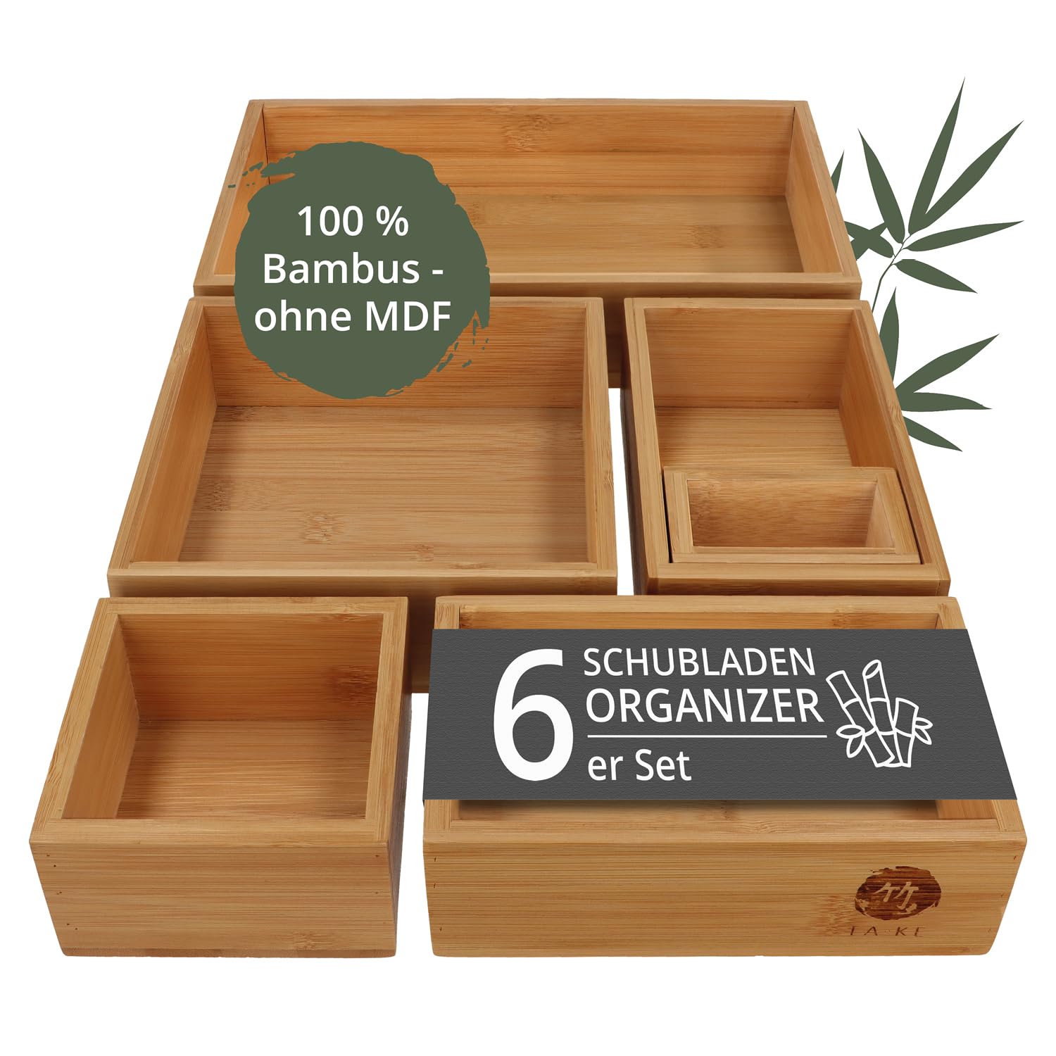 TAKE 6-teiliges Schubladen Organizer aus 100% Natur Bambus - Boxen in  vers. Gren fr Kche, Bad & Bro, Schminktisch Organizer Bad, Drawer  Organizer : Amazon.de: Kche, Haushalt & Wohnen