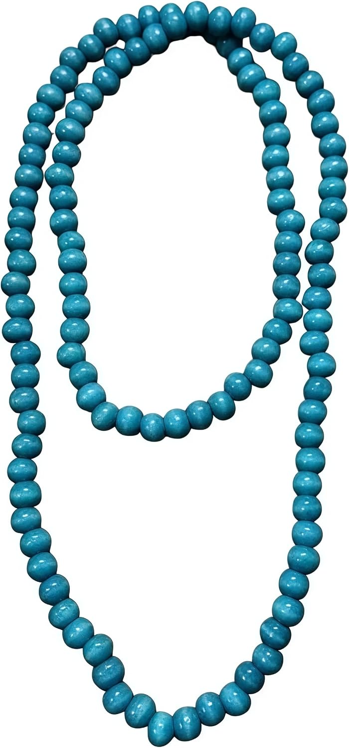 Punk Cool Colorful 8mm Wood Beads Chunky Strand Chunky Necklace Natural Wooden Chain Unisex Hip Hop Handmade African Statement Retro Bohemian Jewelry for Women Men