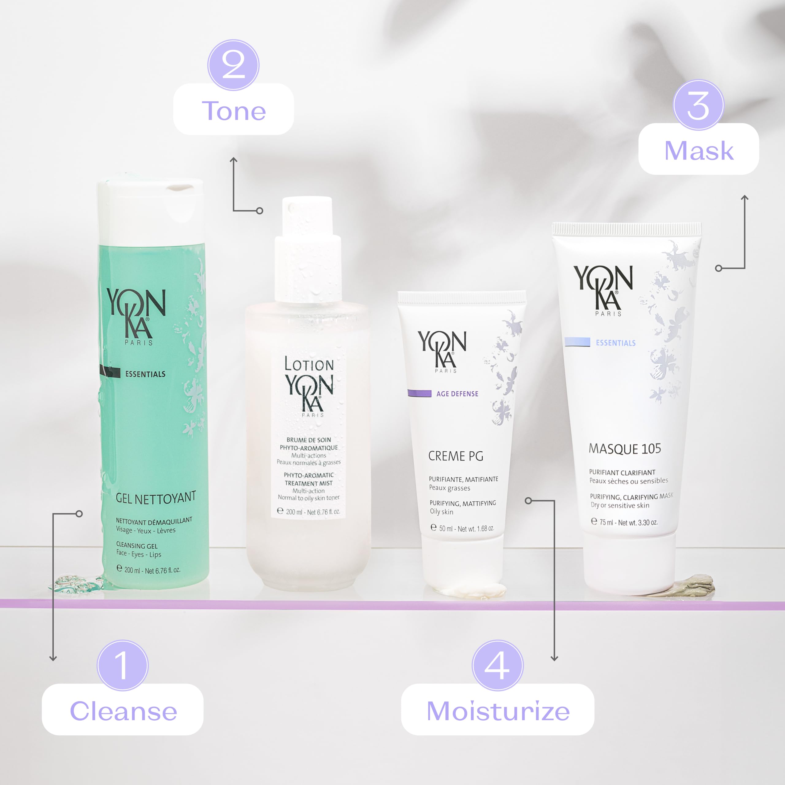 Masque105 Gesichtsmaske Yonka 75ml - Für Trockene Oder Empfindliche Haut - Entgiftende Tonerden, Reinigende Ätherische Öle - Reinigt, Absorbiert Talg, Verkleinert Poren - Bei Akne - Wasser Abspülen
