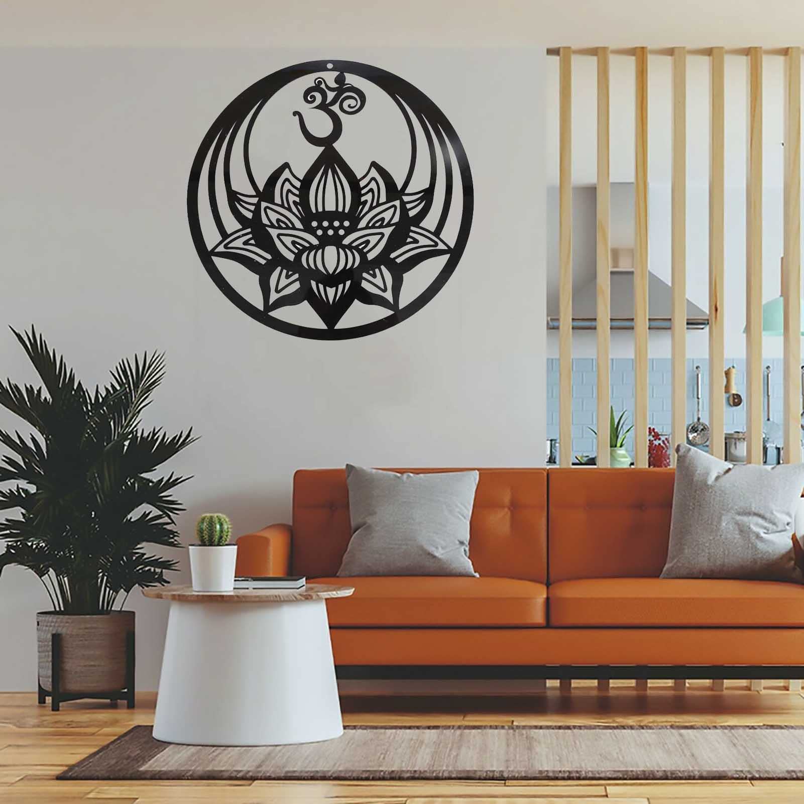 3D Lotus Metal Wall Decor, 60x60cm Duża Mandala Wall Art rzeźby wystrój domu Metal Flower Wall Decor wiszące ozdoby do salonu Sypialnia Pokój do jogi Ogród, dekoracje świąteczne