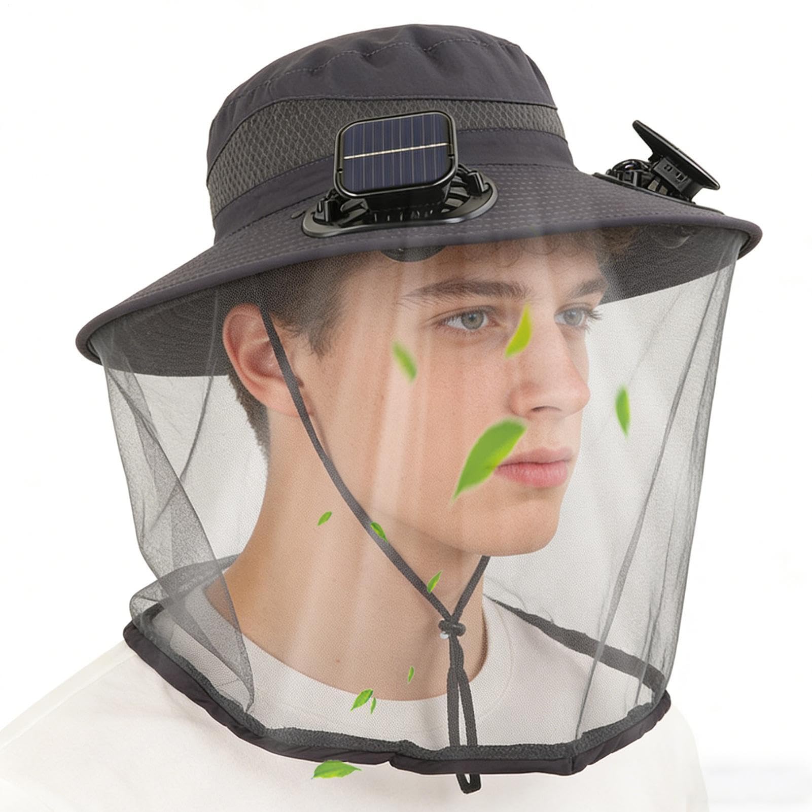 Cappello solare con ventilatore – Bucket da pesca UPF50+ traspirante con rete, cappello Bucket traspirante e impermeabile – per spiaggia, viaggio, compleanno, escursionismo, campeggio sport