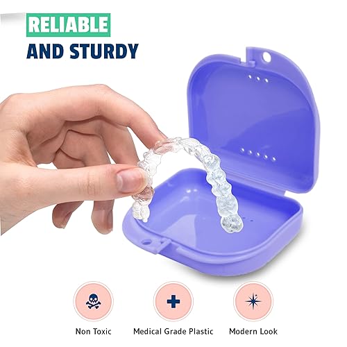 Miniatura 3 de Estuche retenedor  Paquete de 4 surtidos  Funda protectora bucal inodoro  Ventilada e higiénica para transportar y proteger aparatos ortopédicos y