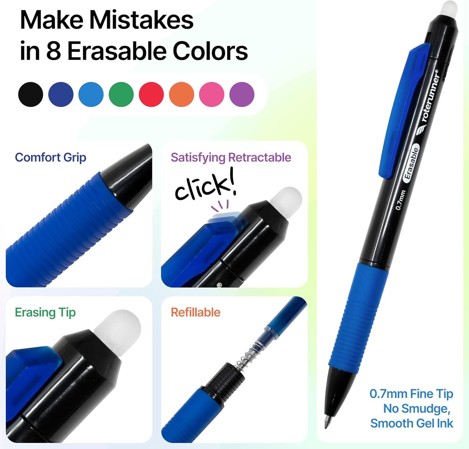 Roterunner Purpose Planner B5 GreenHC & 8 Erasable Gel Pens FREE Refills