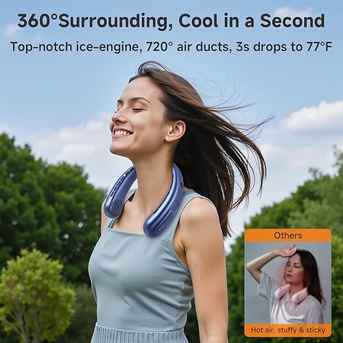 Miniatura 4 de Ventilador de cuello portátil, ventiladores sin aspas manos libres, flujo de aire de 360, ventilador personal portátil con batería de 4000 mAh,