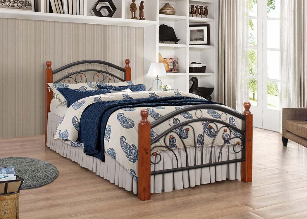 7 Star Furniture PS102 Metal Bed frame with Oak Legs single bed Dirty Oak Wood Futon Bed Frame