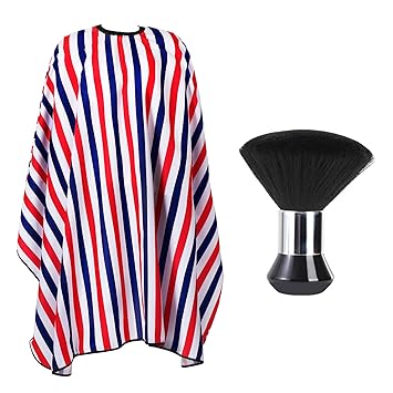 Barber Cape and Neck Duster Brush,Waterproof Polyester Salon Hair Cutting Cape, Haircut Cape with Adjustable Elastic Neckline