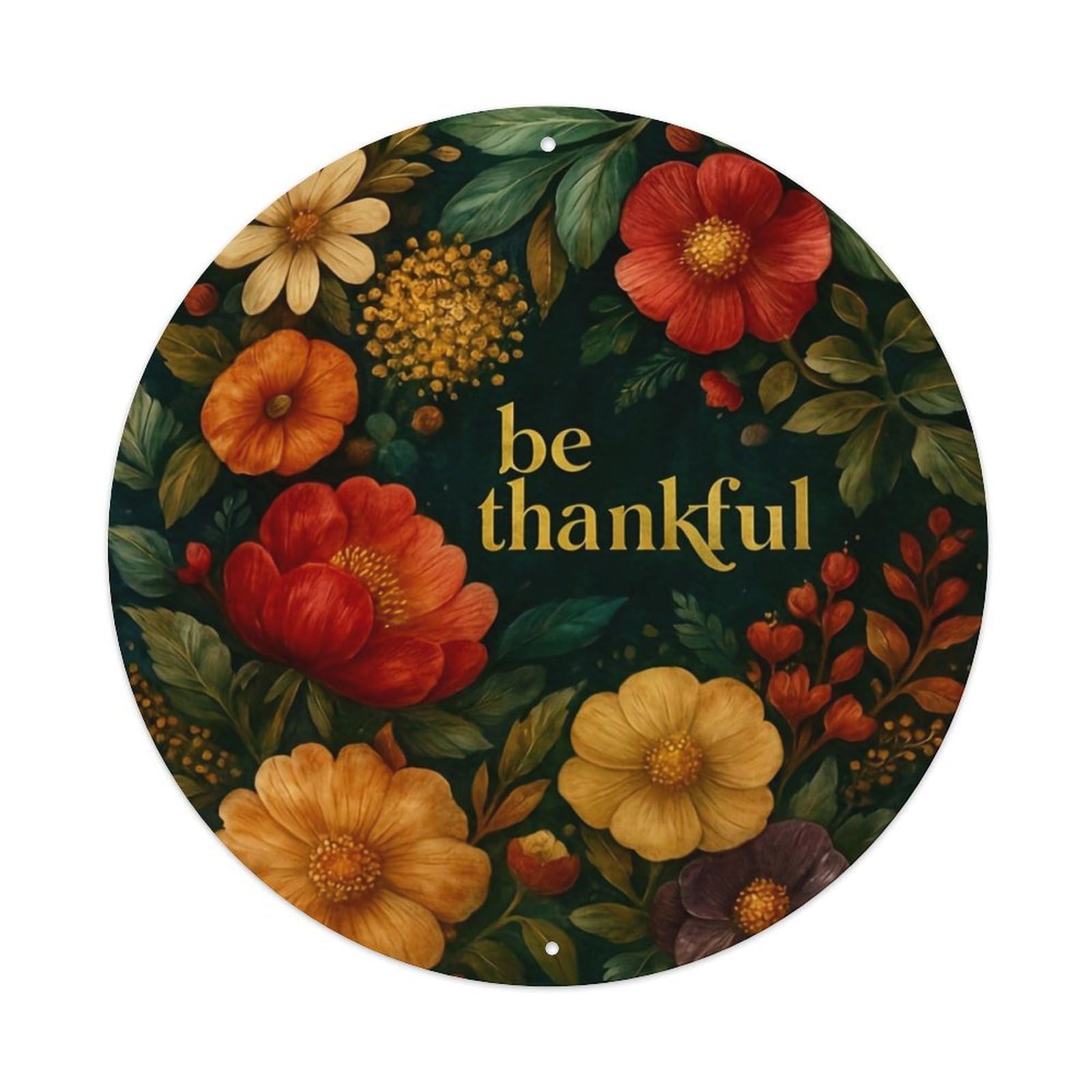 Jdyansheng Vintage Be Thankful Floral Pattern Print Tin Sign Metal Poster Metal Signs For Home Man Cave Bar Cafe Kitchen Laundry Room Wall Decorations 8X8 Inches