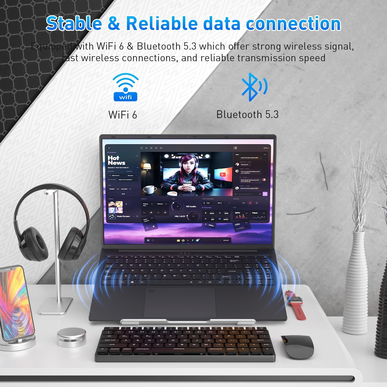 16 Inch Laptop 16GB RAM 1TB NVMe SSD Quad-Core Processor Up to 3.7GHz 1200P IPS Display USB-C Full Function Fingerprint Login Backlit Keyboard WiFi 6 Lightweight Black Laptop — view 9