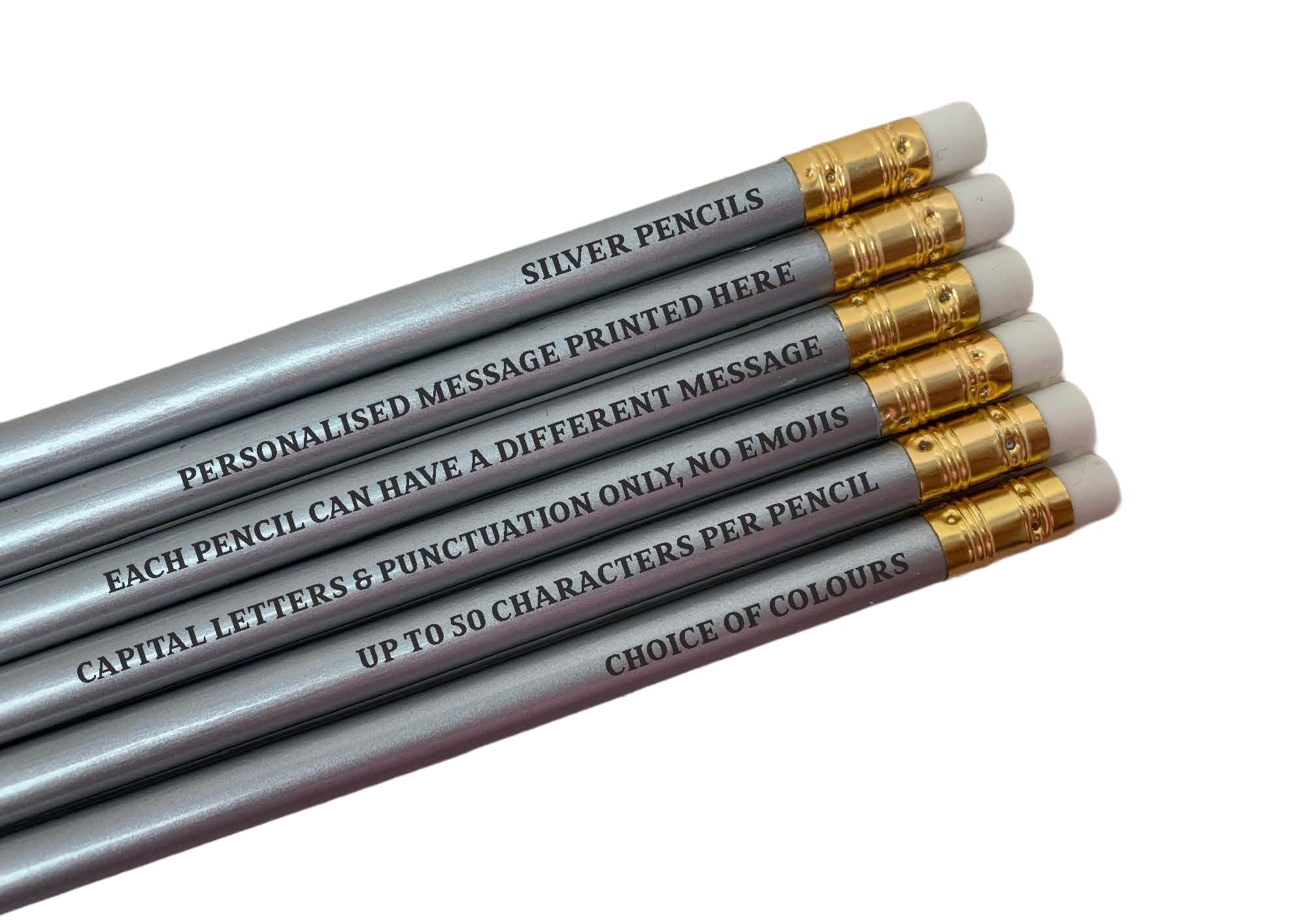 Personalised Pencils - Choice of Colours and Quantities (Silver, 200 Pencils) — image 1