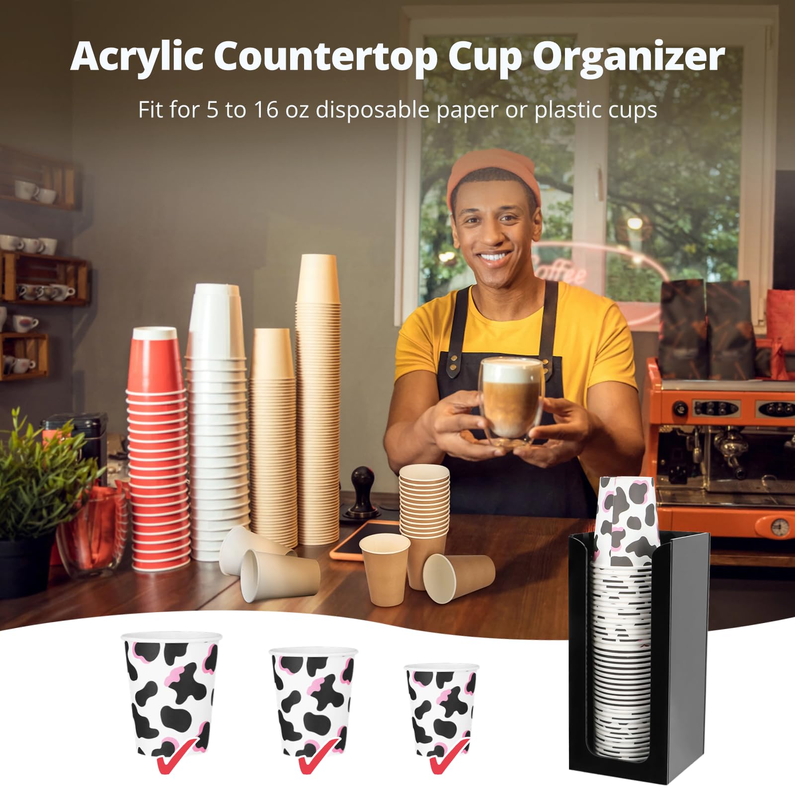 Dispenser Di Tazze Usa E Getta In Acrilico Tazza Da Caffè A 2 Scomparti E Organizer Per Ristoranti E Feste