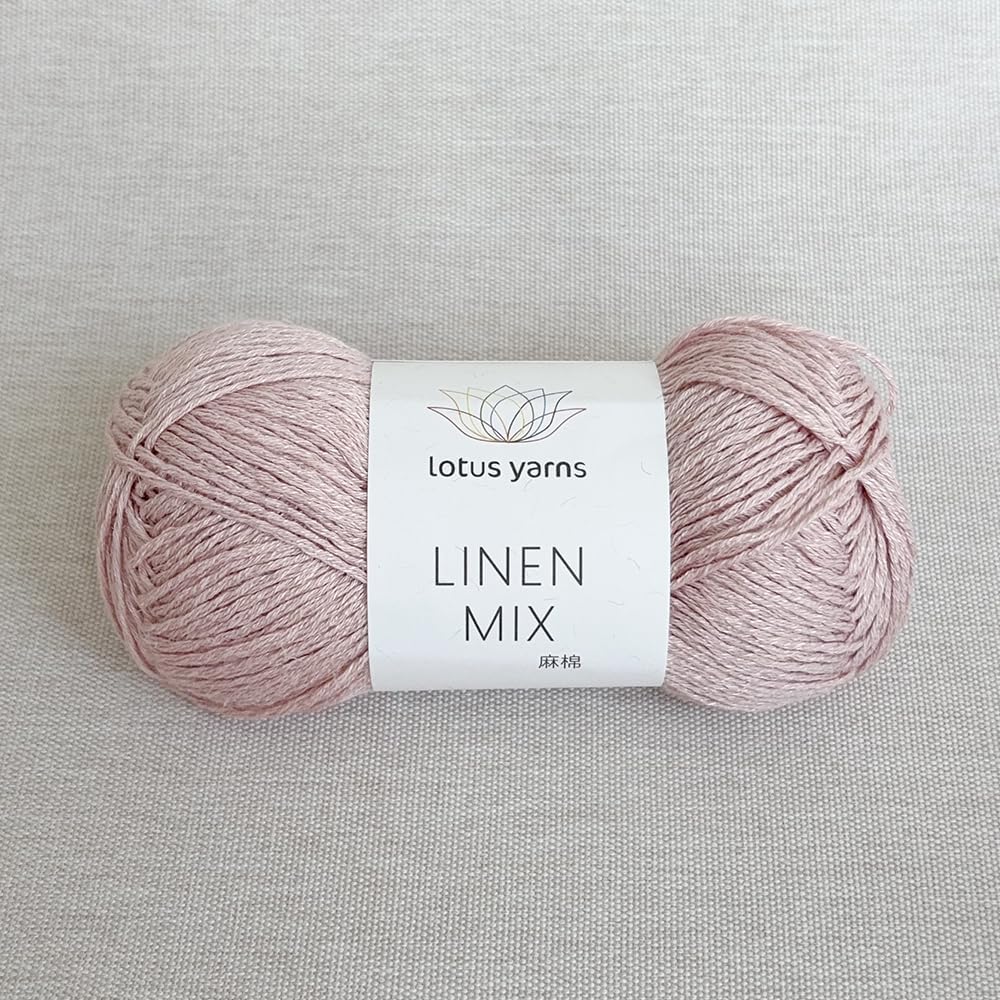 Lotus Yarns Linen Mix (1 Skein of 50g/1.76oz) Top Blended Yarn Cool Knitting Crochet Summer Yarn for Tops, Vests, Baby Projects 05-Blush