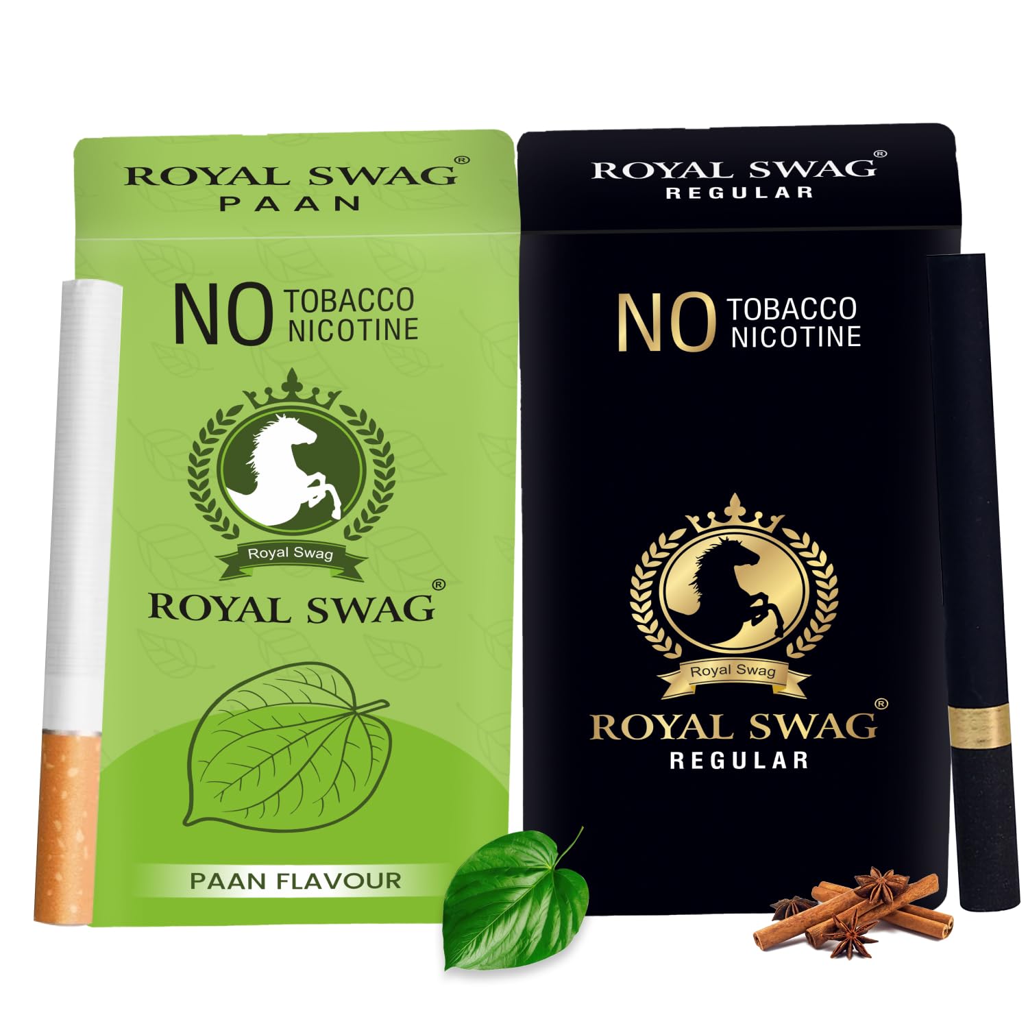 ROYAL SWAGAyurvedic & Herbal Cigarettes 100% Tobacco-Free and Nicotine-Free PAAN, Regular Flavour (20 Sticks) | Made with 100% Natural Ingredients - Made in India