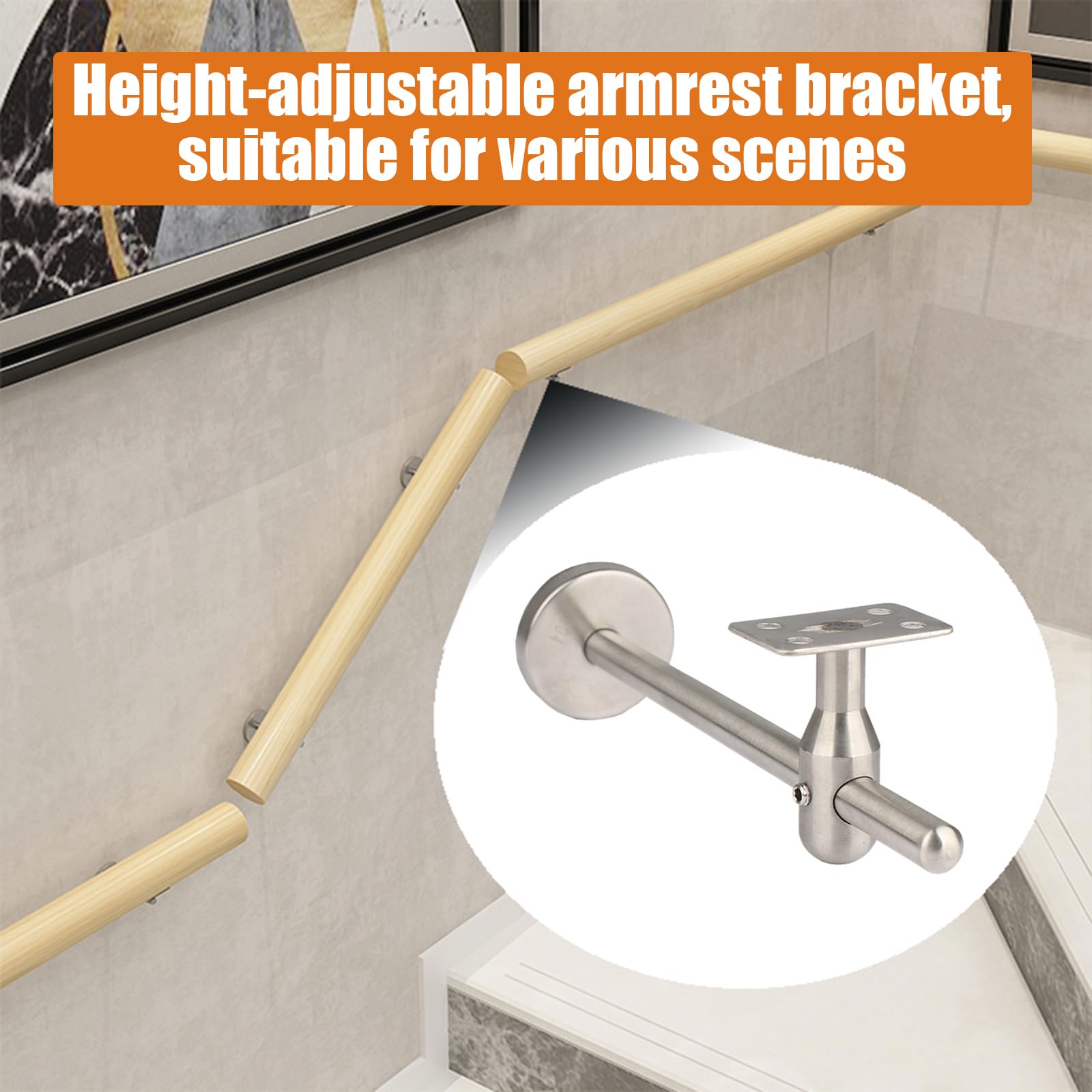 Amazon | 6個の長さ調節可能な304ステンレス製手すりブラケット、壁