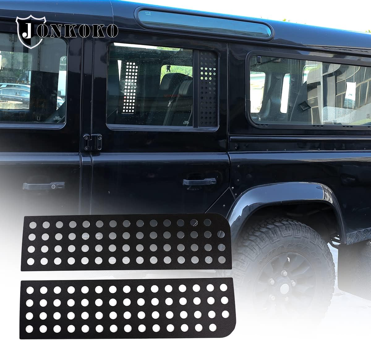 For Land Rover Defender 110 90 2004-2022 Car Styling Aluminum Alloy Black Car Window Side Glass Protective Panel Auto Accessories (For Defender 2004-2019, Style E-Aluminum Alloy)