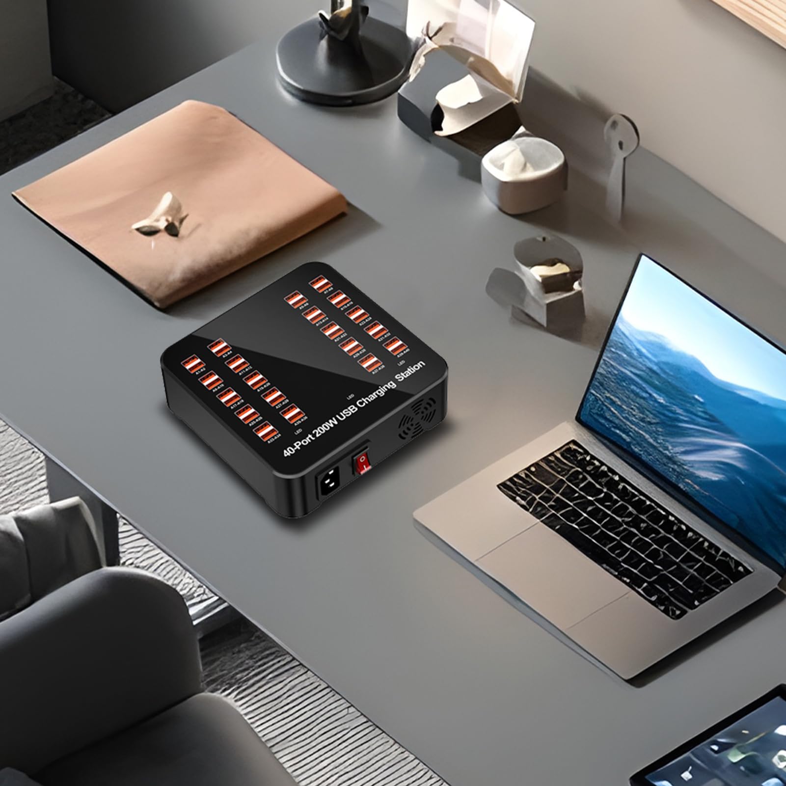 Stazione di Ricarica USB Hub di Ricarica Multipla | Adattatore Portatile Presa Intelligente per Casa Viaggio Auto Ufficio Camera