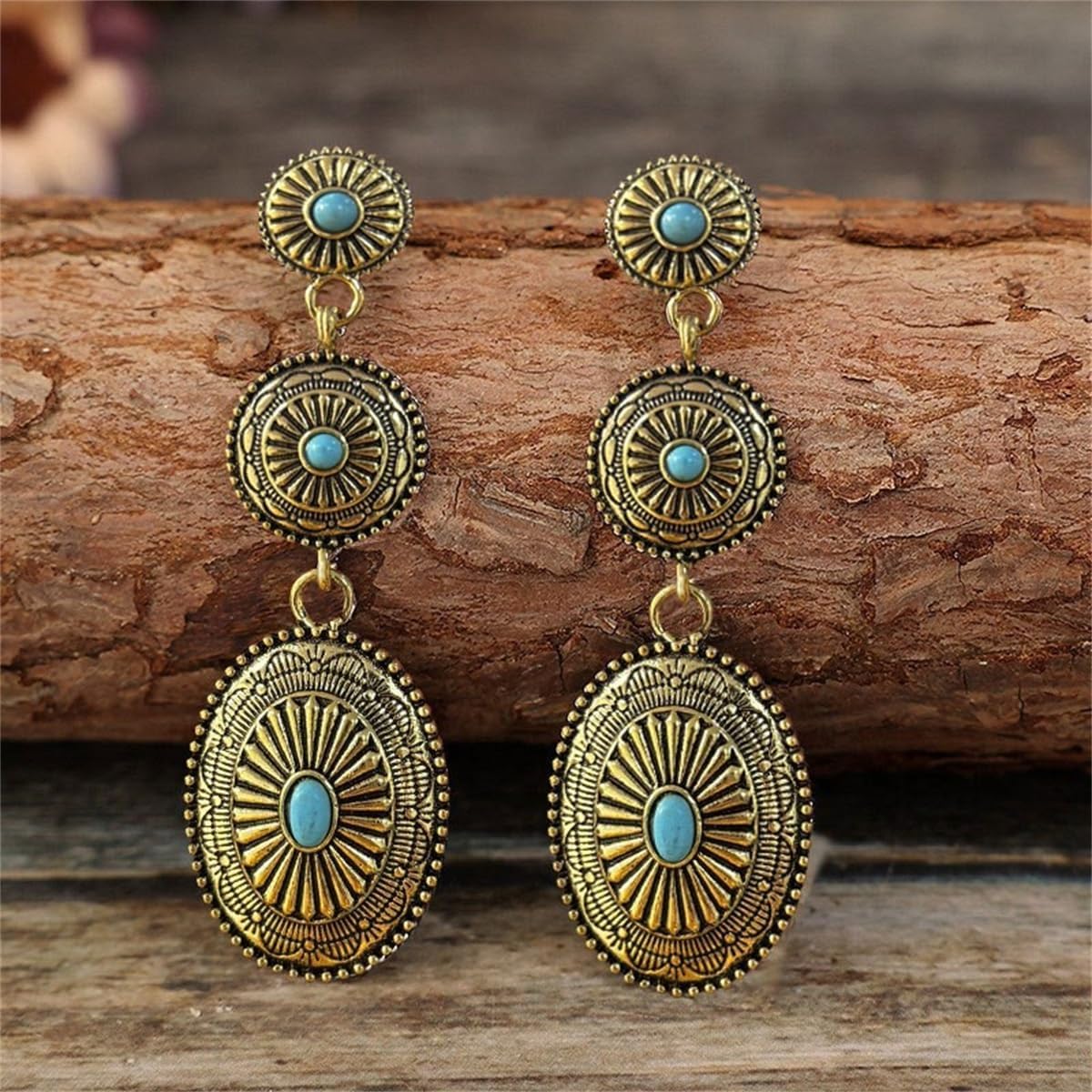 Boho Western Earrings Vintage Turquoise Concho Statement Earrings Country Outfit Accessories Jewelry - Image 3