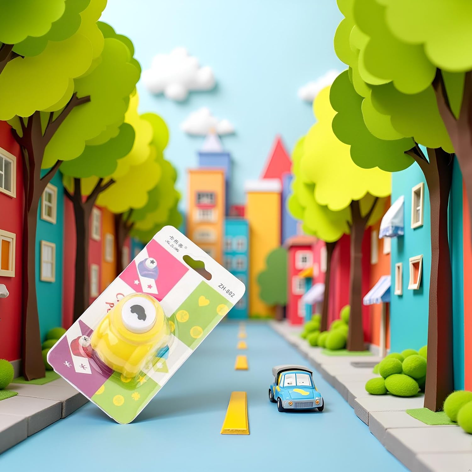 Yellow Cute Embossing Device Card Making Scrapbooking Craft Paper Shaper Hole Punch Car, Use Convenient Punch Kids Handmade Craft Gift Paper image 4