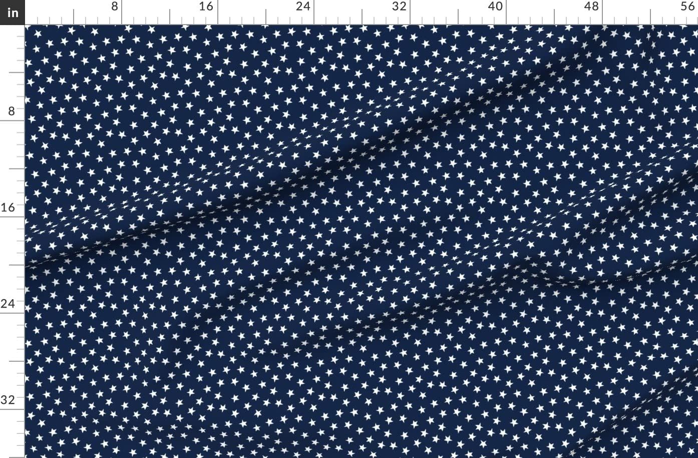 Spoonflower Fabric - Stars Navy Blue White Patriotic Kids Night Sky Nursery America Decor Printed on Organic Cotton Sateen Fabric by The Yard - Sewing Quilting Apparel Home Decor