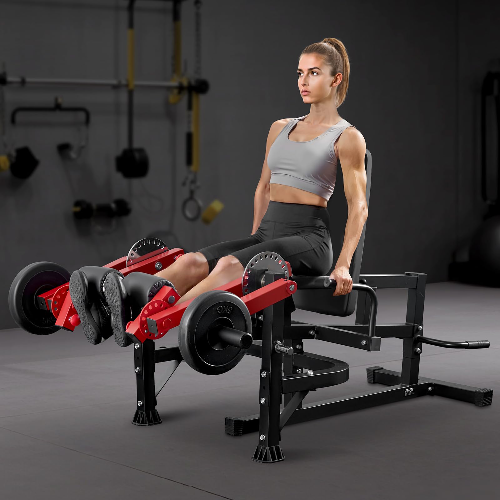 VEVOR Máquina de extensión de piernas y rizos, extensión giratoria de piernas sentadas para muslo, equipo de ejercicios especiales ajustable para la parte inferior del cuerpo, banco de entrenamiento