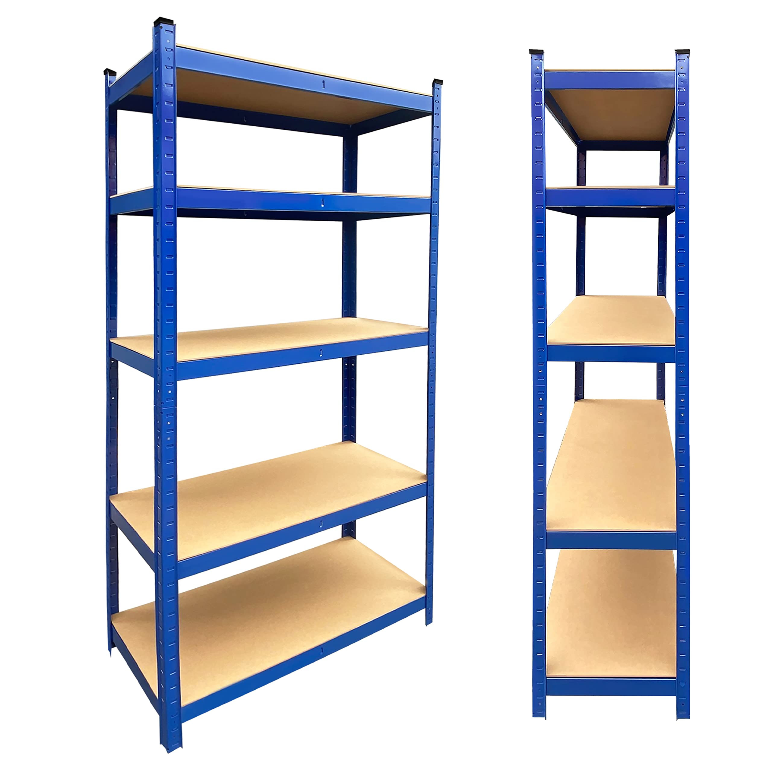 Garage Shelving Units: 558.27“H x 27.56"W x 11.81"D | Heavy Duty Racking Shelves for Storage - Blue 5 Tier (331 lbs Per Shelf), 1653 lbs Capacity | Multipurpose Shelf for Workshop, Shed, Office