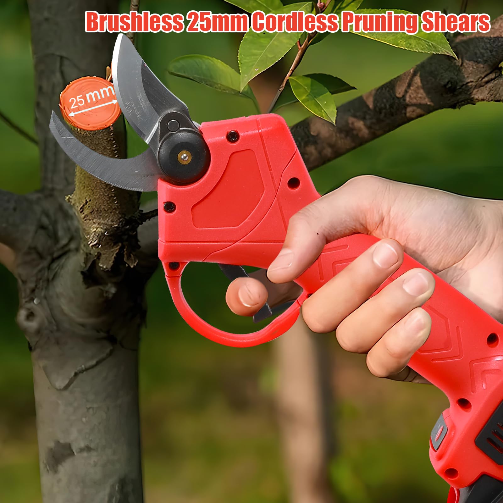 Juego de motosierra y tijeras de podar con batería de 21 V, motosierra de 6 pulgadas y batería de 25 mm con 2 baterías de 21 V 2600 mAh para jardín y bosque