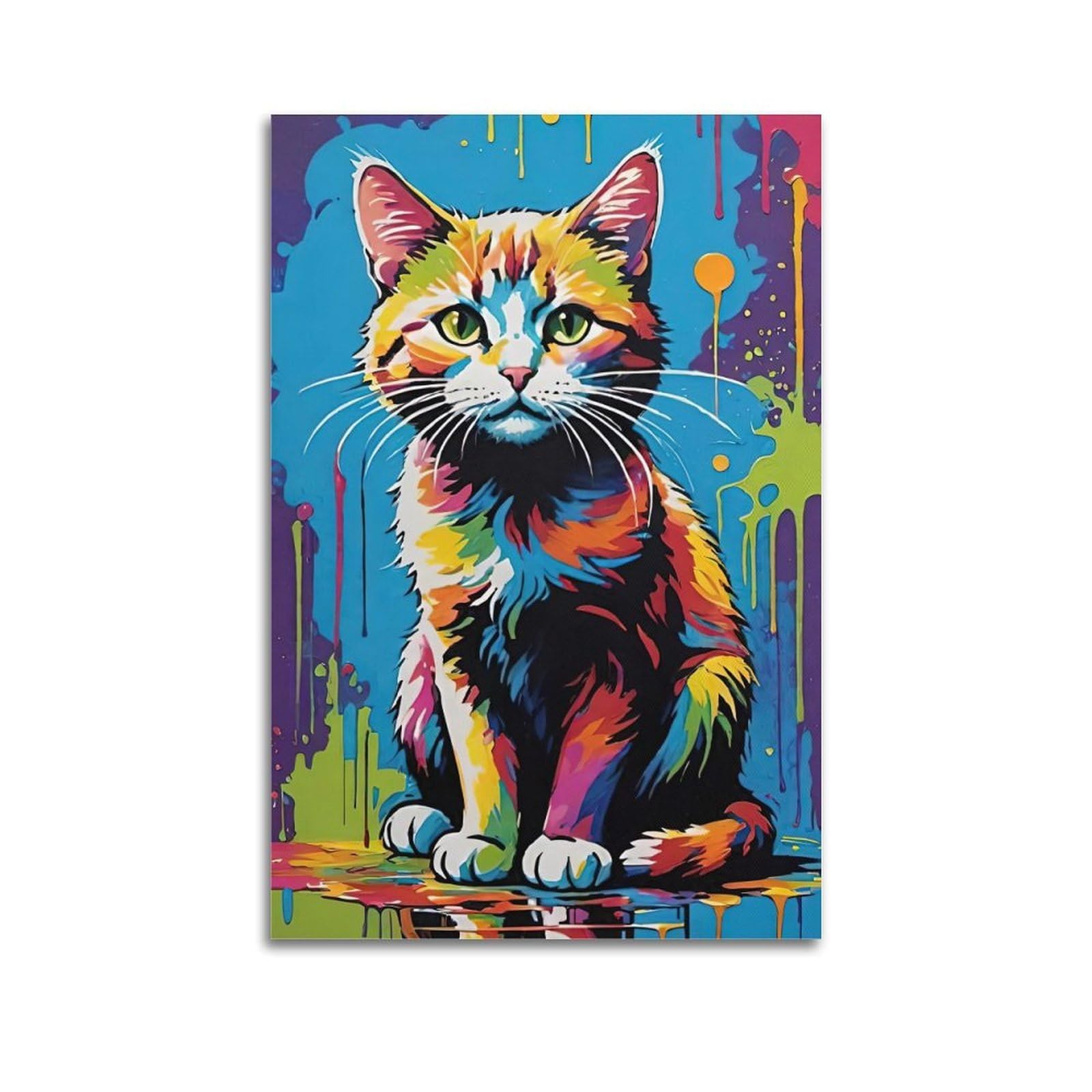 ZSZWHJ Animal Poster Colourful Kittens Artwork Poster Decorative Painting Canvas Wall Posters And Art Picture Print Modern Family Bedroom Decor Posters 24x36inch(60x90cm)
