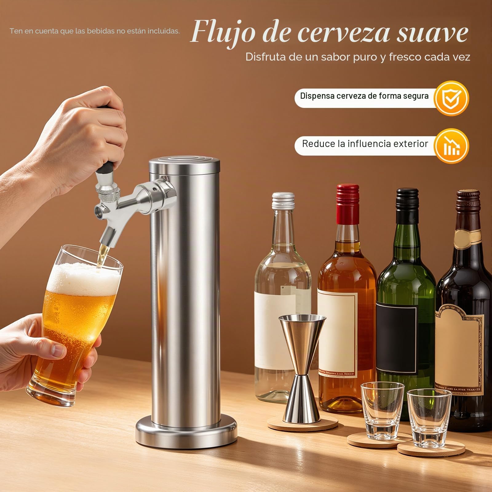 Columna de cerveza de acero inoxidable de una sola cabeza, dispensador de cerveza con grifo, portátil, columna de cerveza plateada, acero inoxidable, para bares, casas, hoteles, restaurantes