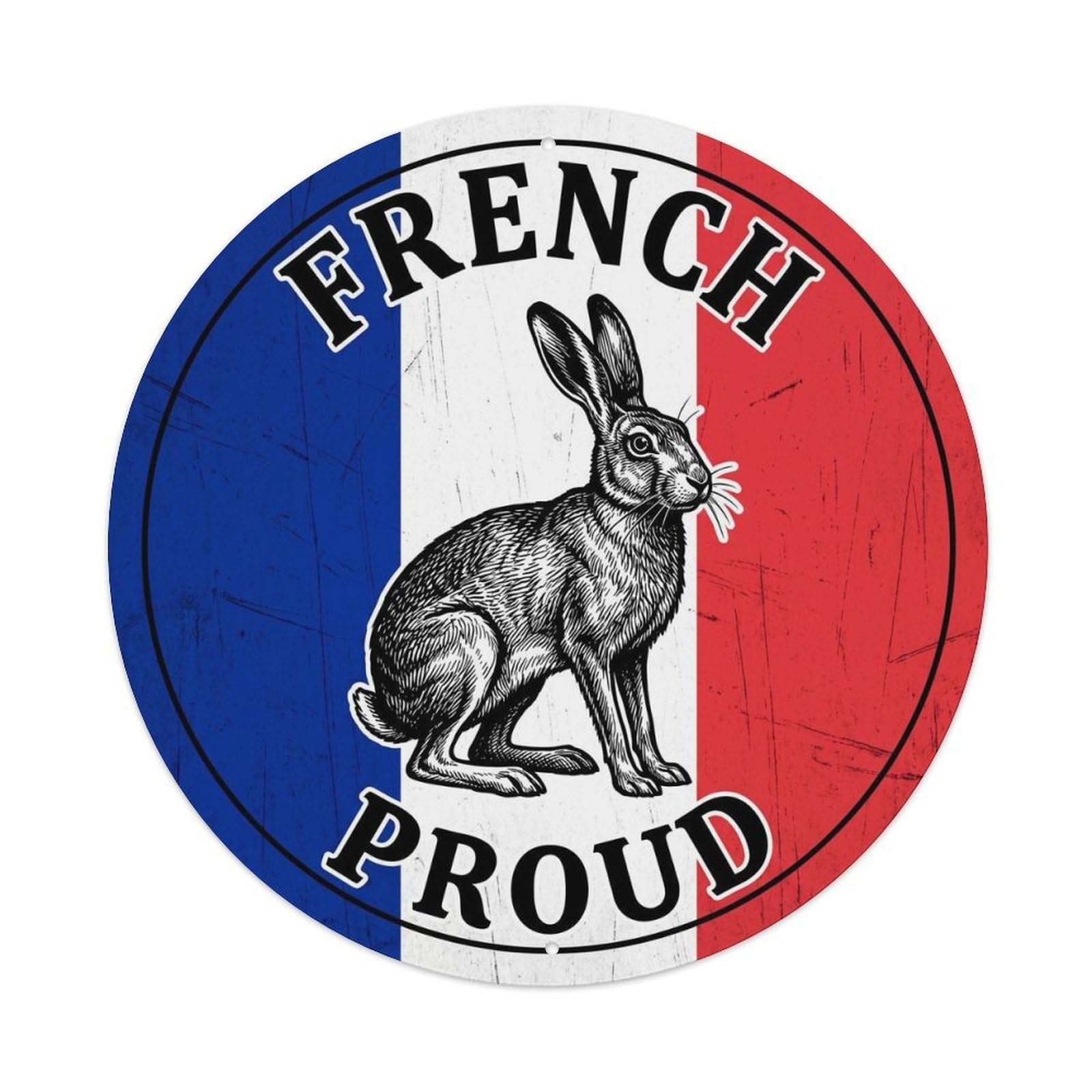Olhnbad Style French Proud Hare Wildlife National Emblem Metal Tin Sign