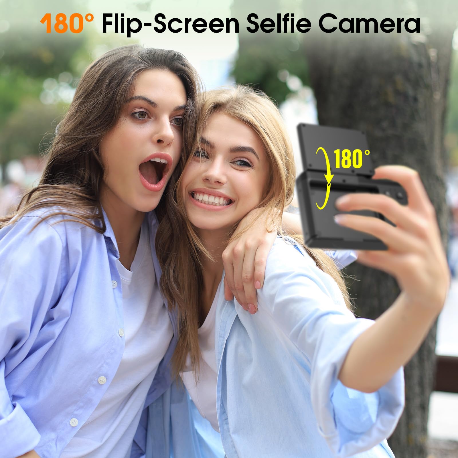 Digitalkamera, 4K 64 MP Kompakt-Digitalkamera mit Autofokus und Makrofunktion, 180°-Klappbildschirm, tragbare Selfie-Kamera für Fotos und Videos mit 32 GB SD-Karte für Anfänger und Jugendliche