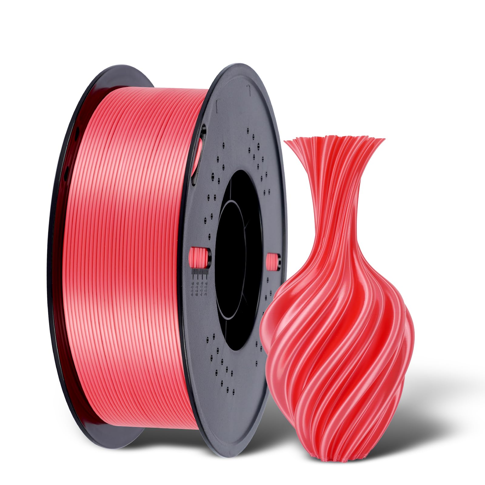 Kingroon Silk PLA 3D Printer Filament, Dimensional Accuracy +/- 0.03 mm, 1 kg Spool(2.2lbs), PLA Shiny Filament 1.75 mm (Red)