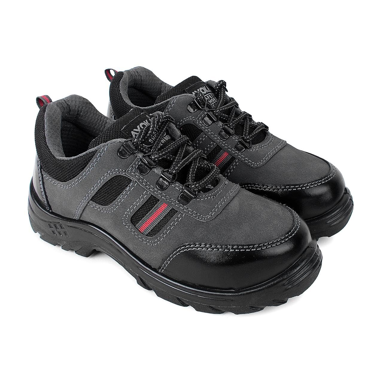 A 906 Steel Toe Safety Shoes for Men | Synthetic Leather Upper | Durable PVC Sole | Industrial Work Footwear | Heavy Duty Work Safety Shoes with Slip Resistant | 1 Inch Heel - Grey-image-19