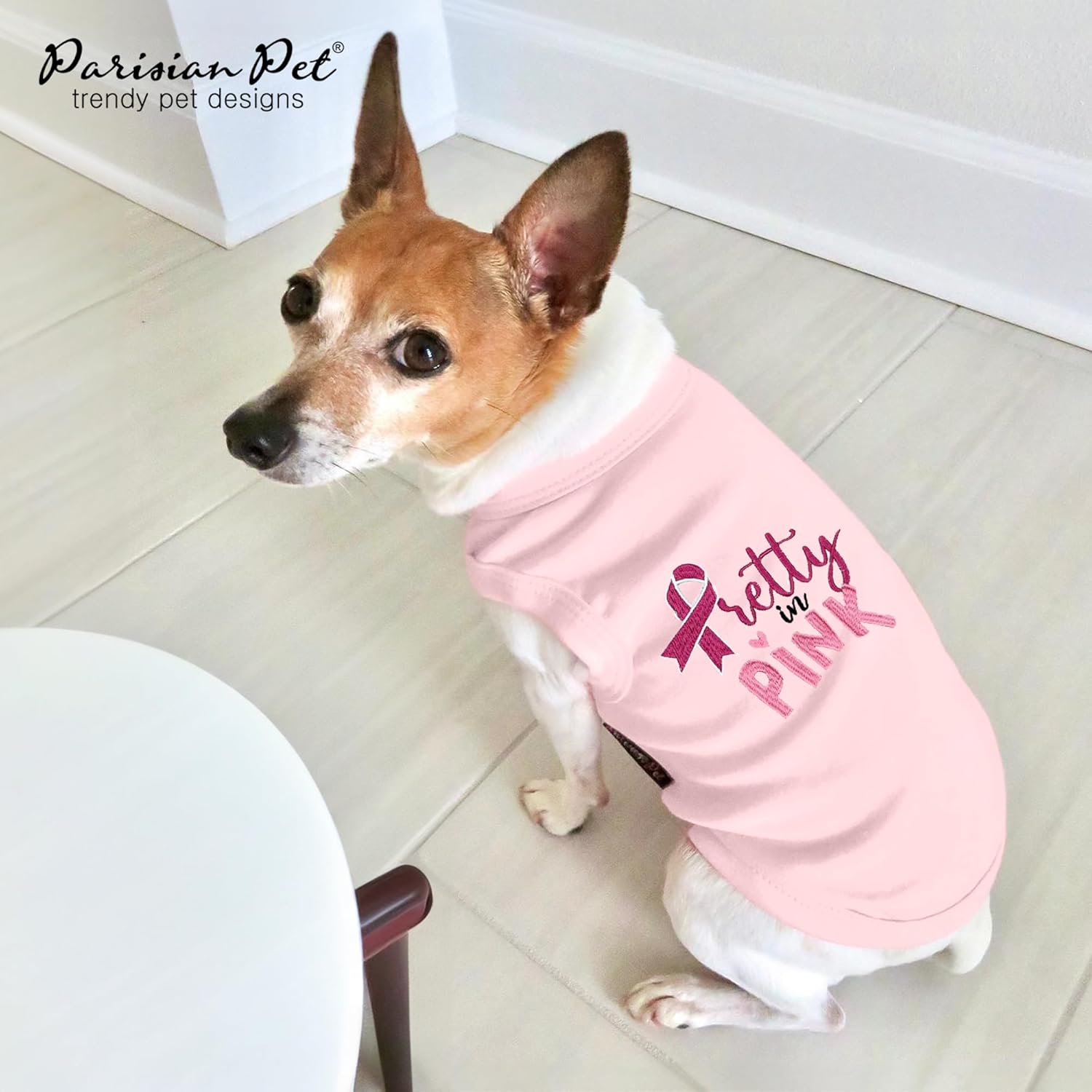 Parisian Pet Dog Shirt – 100% Cotton Shirts for Large Dogs – Trendy Pretty in Pink Sleeveless Puppy Clothes – Soft Breathable Girl Dog Clothes - Stretchy Pet Apparel - Summer Tshirts for Dogs
