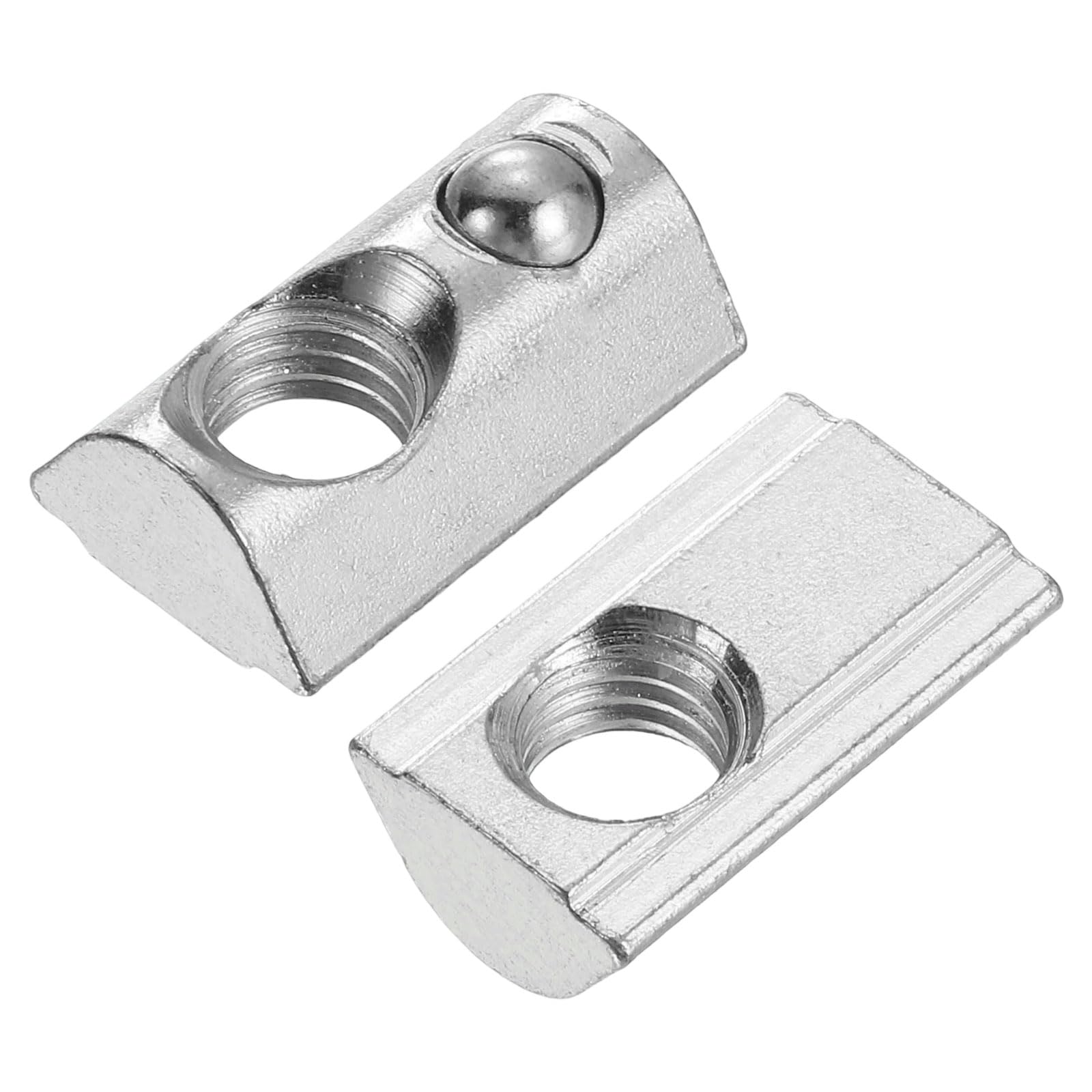 sourcing map M8 t Spring Nut, 25 Pcs 4040 Series Half Round Roll in Spring Nut, Carbon Steel Nickel Plated, Slot 8mm for 4040 Series Aluminum Extrusion Profile