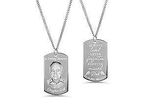 Custom Personalized Picture Necklace For Him Military Style Dog Tag Memorial Keepsake