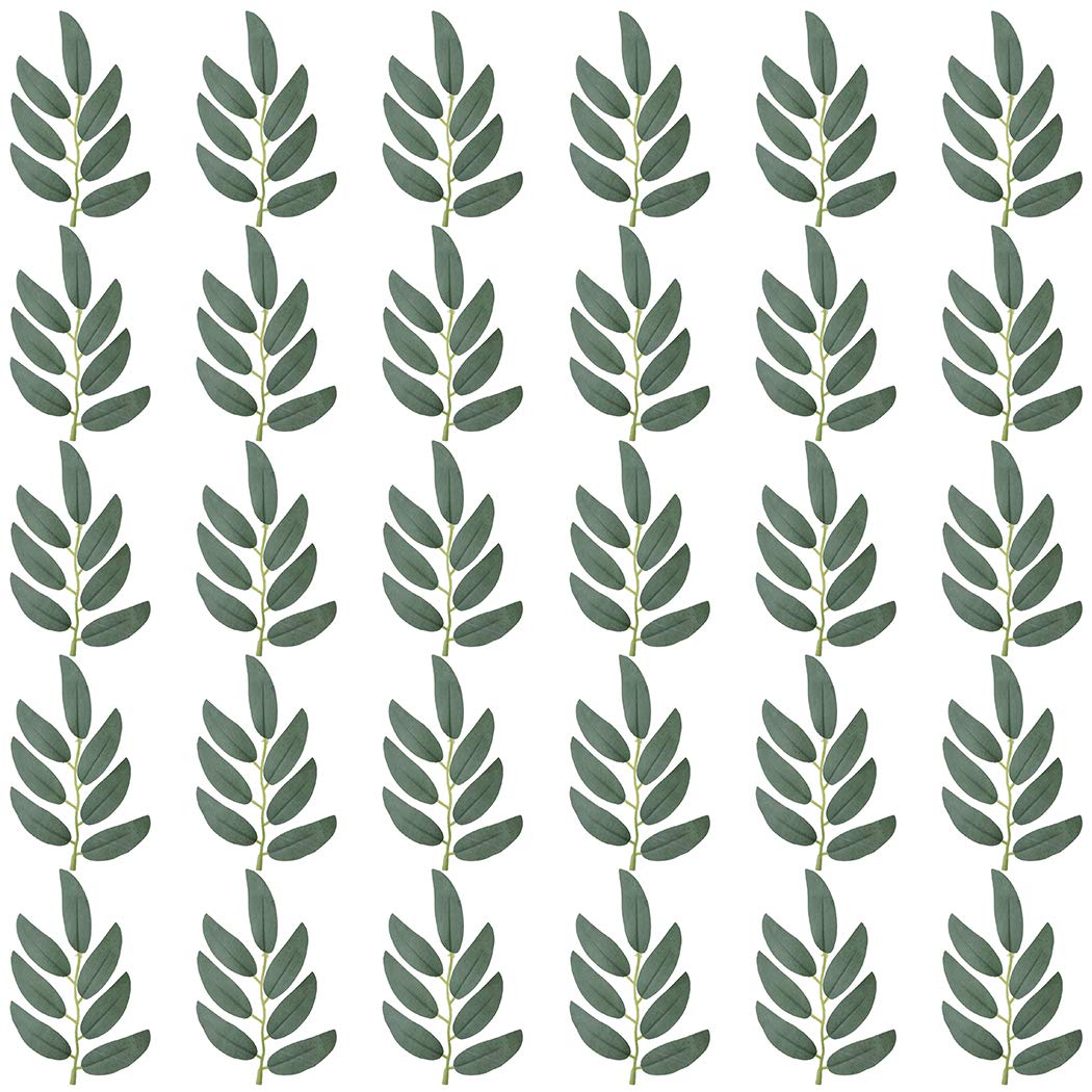 Anjetan 30PCS Faux Silk Leaves Salix Artificial Greenery Leaves Silk Greenery Leaves Home Decor