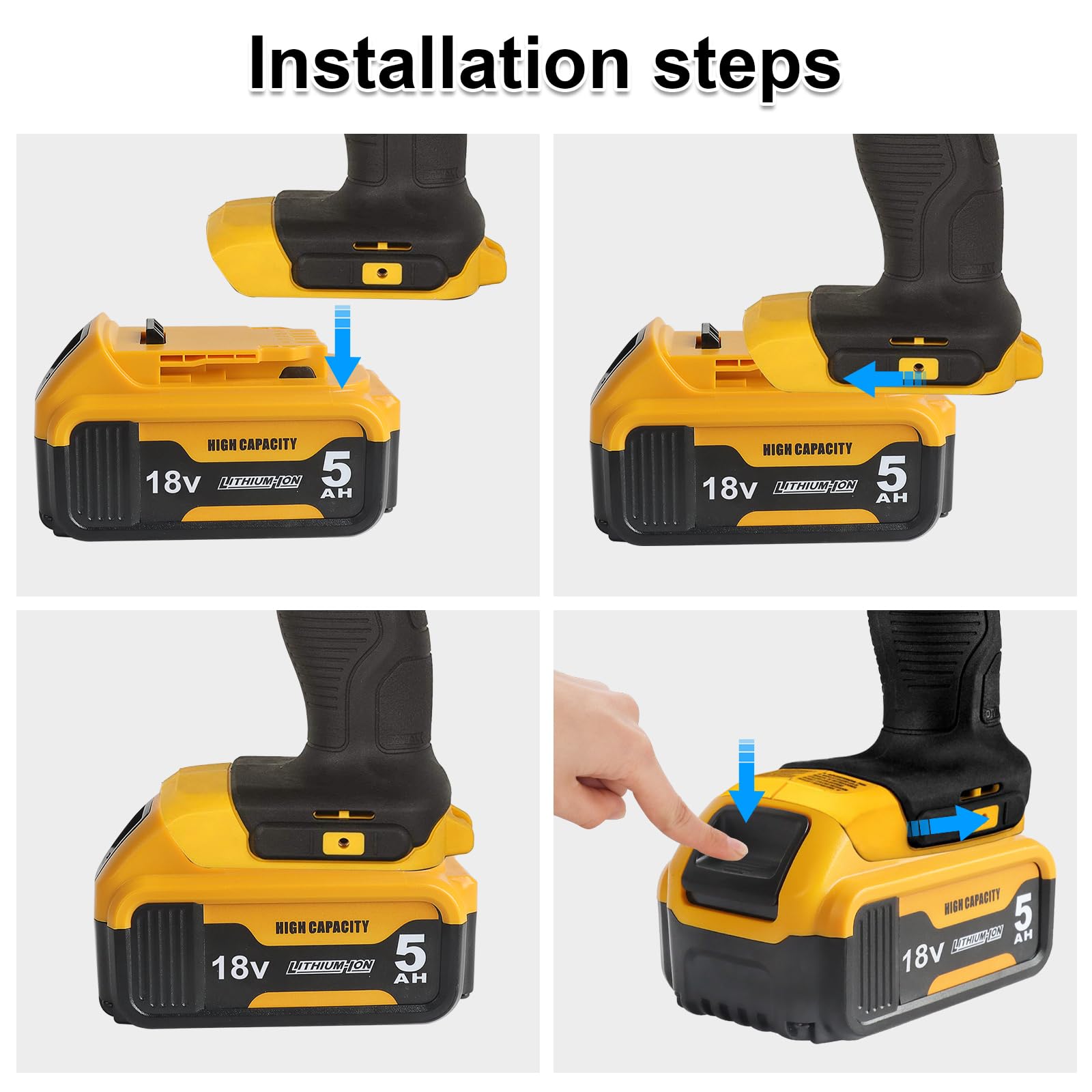 2X Waitley Batterie 18V 5.0Ah Compatible avec Dewalt DCB184 DCB180 DCB181 DCB182 DCB200 DCB201 – Remplacement Batterie Outils 18V