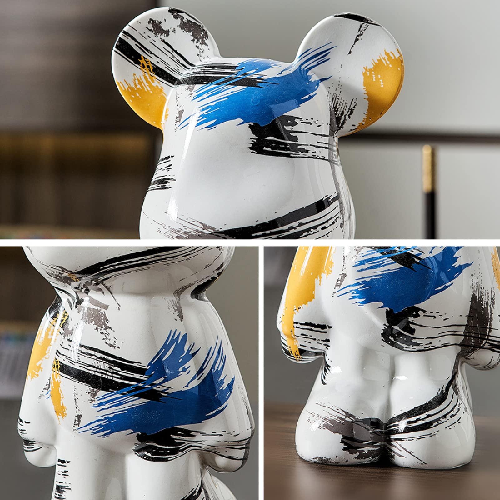 くま　熊　人形　彫像　オブジェ　置物　インテリア　工芸品　美術品　A3278 Amazon.co.jp: 彫刻と彫像 かわいいカラフルなクマの置物モダン