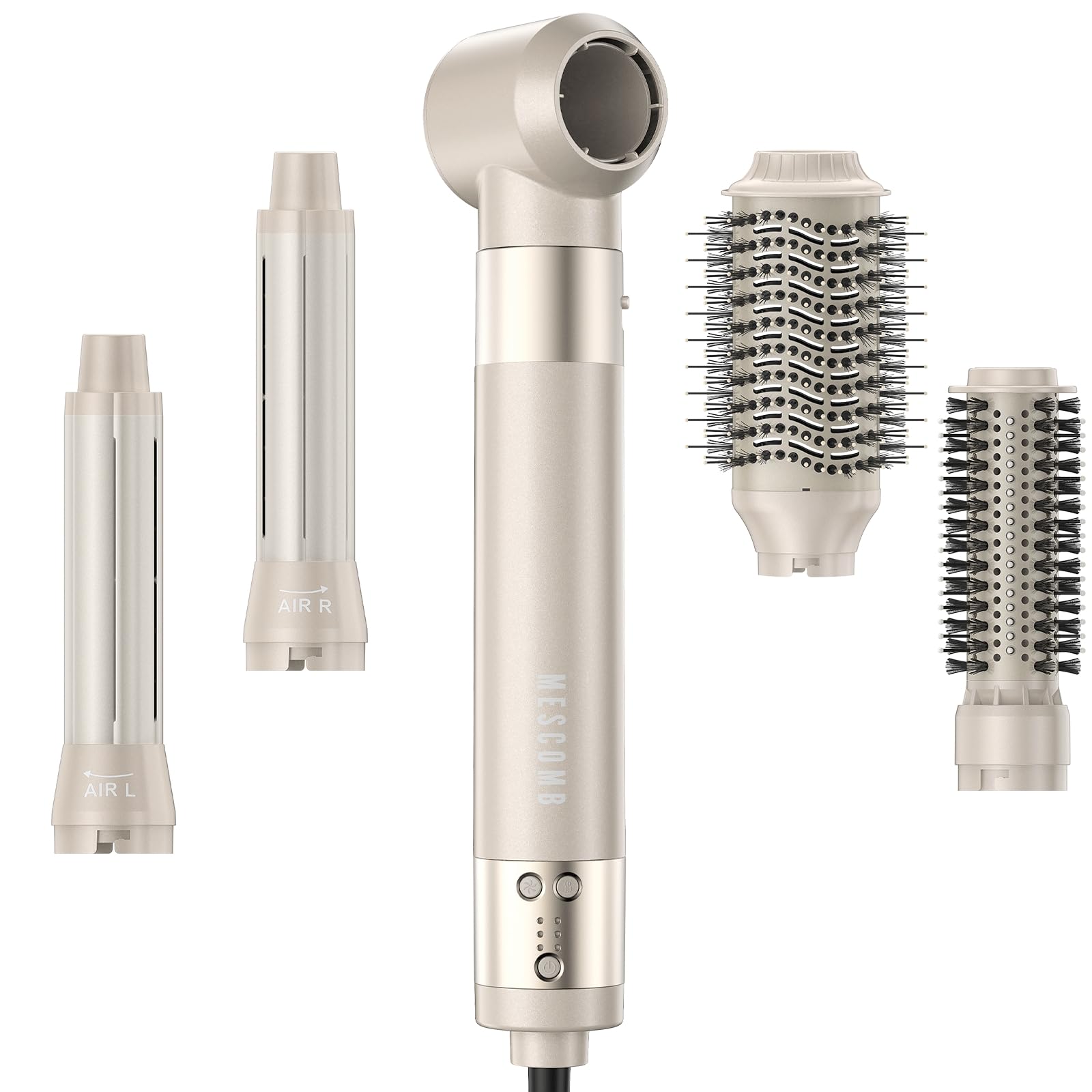 MESCOMB 5-in-1 Hot Air Styler – 110,000 RPM Brush Blow Dryer with Auto Wrap Curlers, Fast Drying, Frizz-Free, No Heat Damage – Curl, Straighten, & Add Volume for Salon-Quality Hair