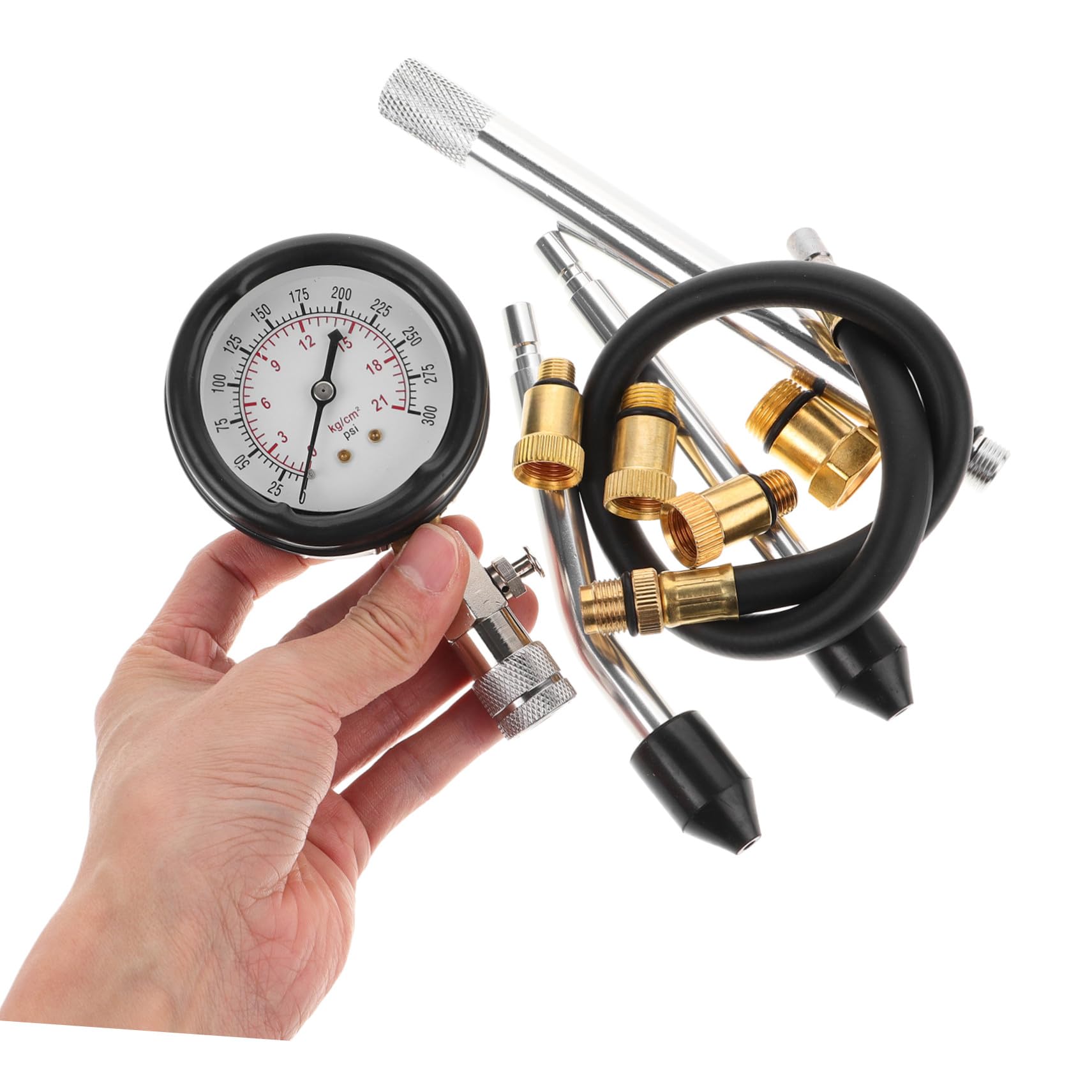 Mikinona Kit de Medidor de Compresión Aleación de Aluminio y Plástico Precisión Fiable para Cilindros de Motocicletas y Coches para Mantenimiento y Reparaciones