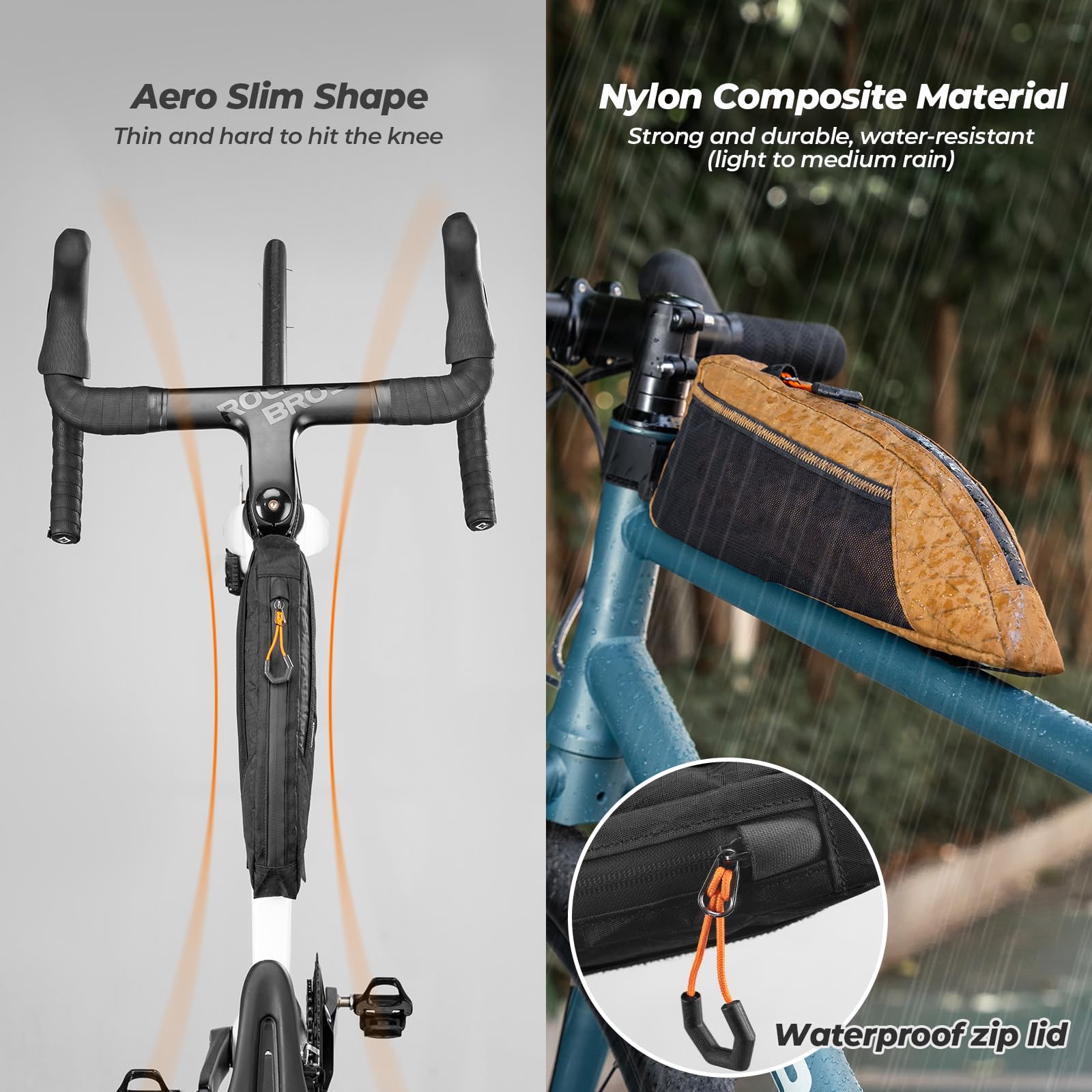 Sacoche Top Tube Vélo 1,75 L Étanche et Réfléchissante, Sacoche de Cadre Vélo Imperméable Résistante pour Bikepacking, Route, Gravel et VTT, Blanc
