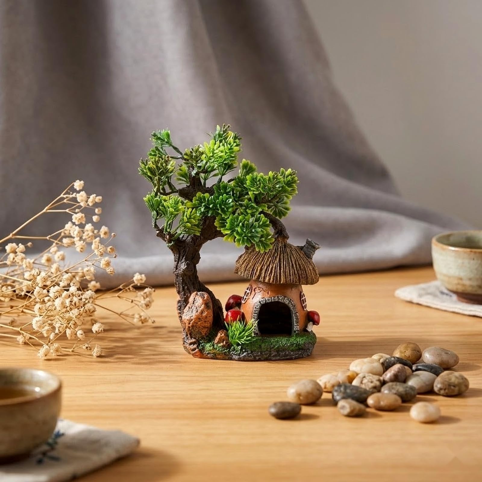 LOGOFUN Decorazioni per acquari in miniatura funghi nascondiglio casa resina acquario decorazione per giardino roccioso paesaggio nascondiglio casa rifugio
