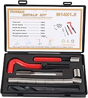 Vista 5 de Watris Veiyi Kit de reparación de roscas helicoidales de 15 piezas, insertos de rosca de acero inoxidable M14x1.5, kit surtido de reparación