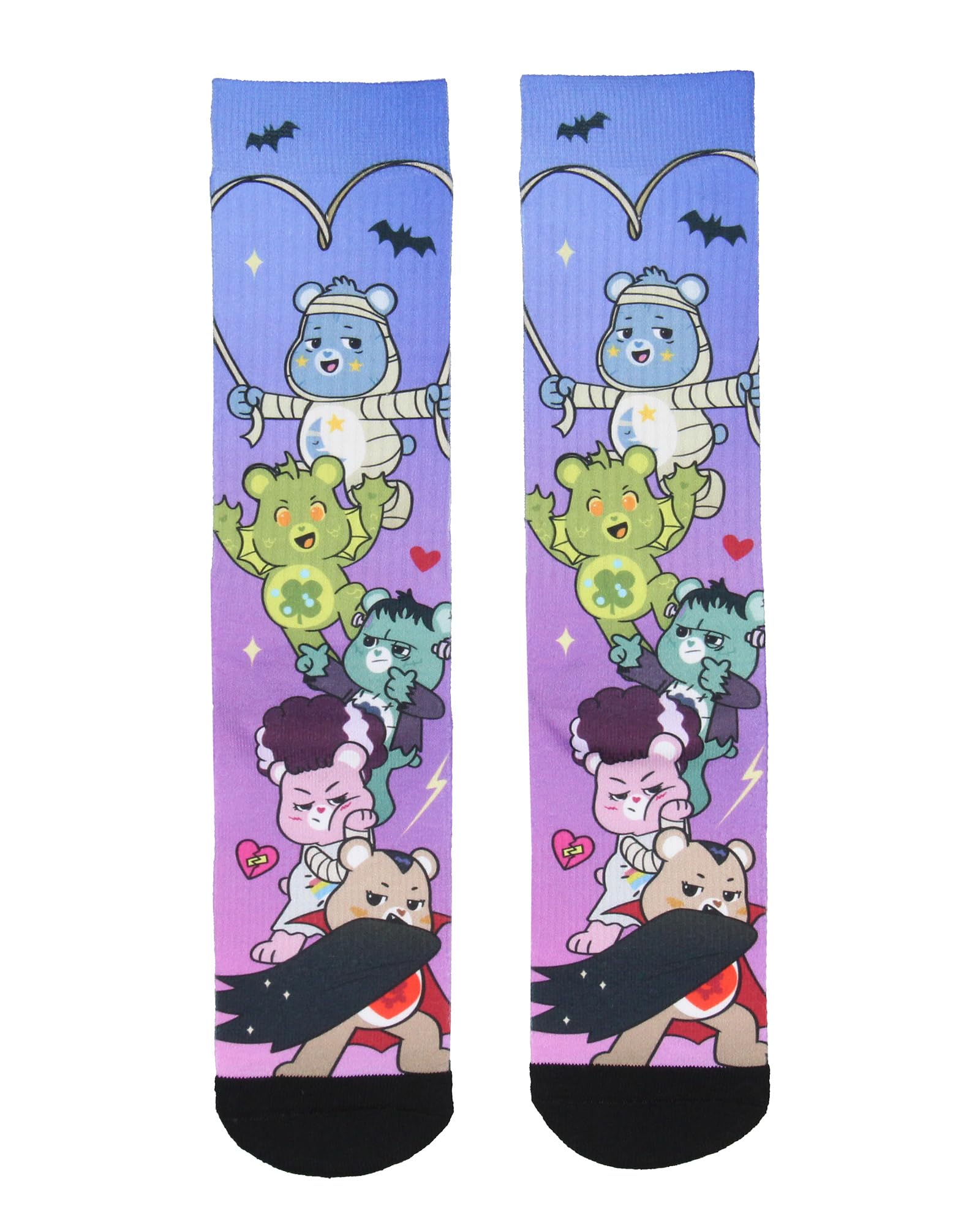Bioworld Care Bears X Universal Monsters Socks Men's Horror Film Characters Design Sublimated Adult Mid-Calf Crew Socks