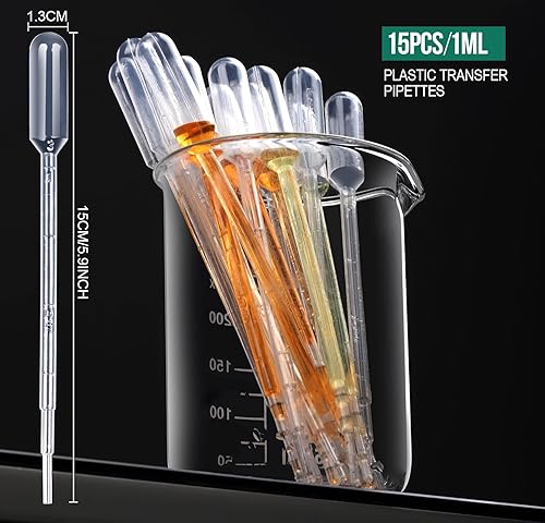 Miniatura 4 de Teenitor Pipetas de transferencia, 50 pipetas de transferencia de plástico para aceite esencial, gotero líquido desechable para laboratorio de