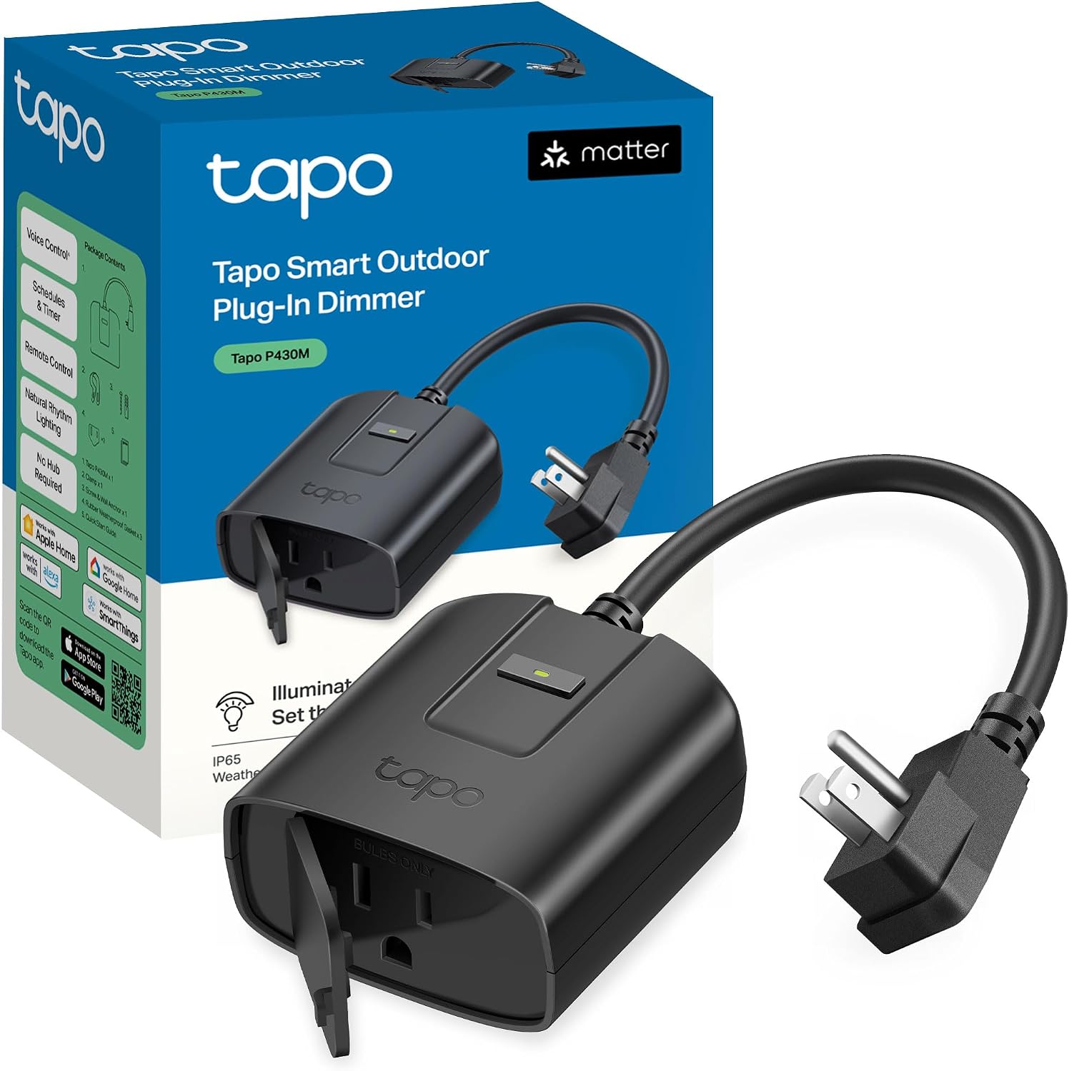 Tapo Outdoor Smart Dimmer Plug for Outdoor Lights, Matter, P430M
