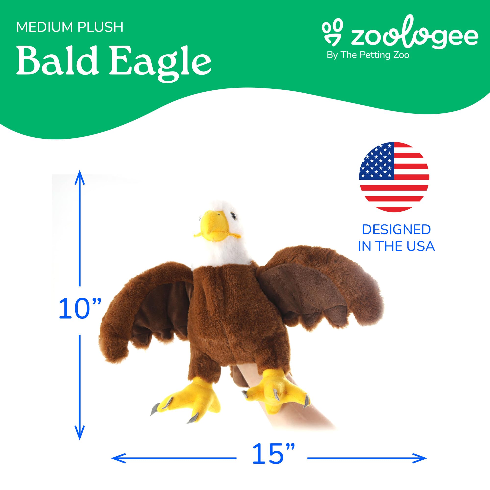 Amazon.com: The Petting Zoo Bald Eagle Stuffed Animal Plushie